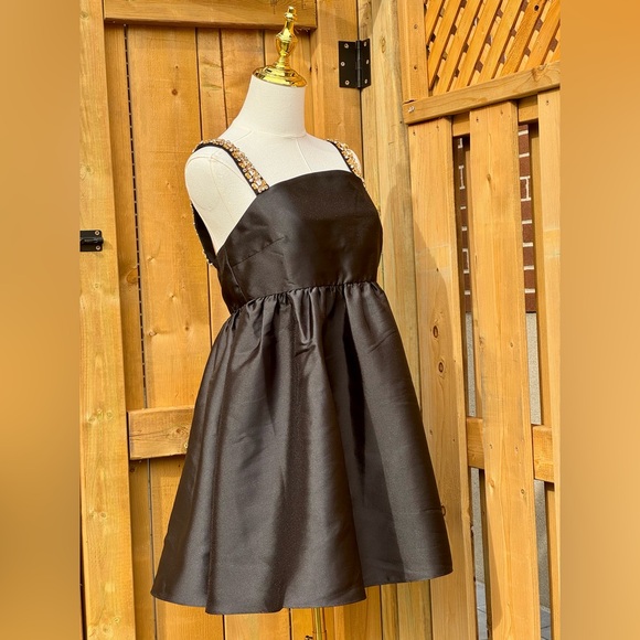 🆕 SELF-PORTRAIT 🧿 NWOT Embellished Taffeta Mini Dress, Black - Sz UK 10 / US 6 - Picture 7 of 17